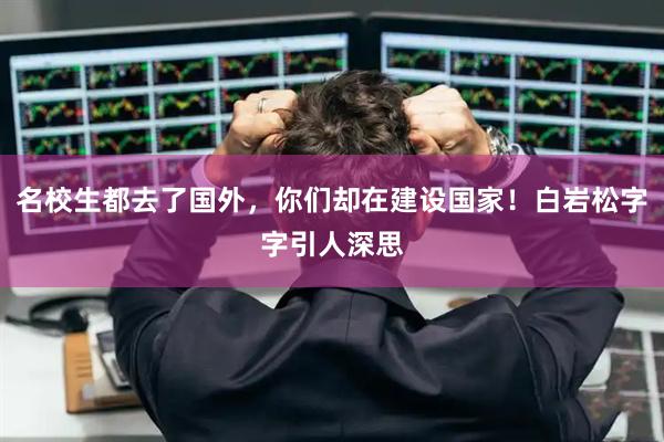 名校生都去了国外，你们却在建设国家！白岩松字字引人深思